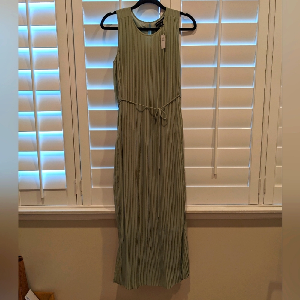 Banana Republic sage green maxi dress, pleated, size small NWT